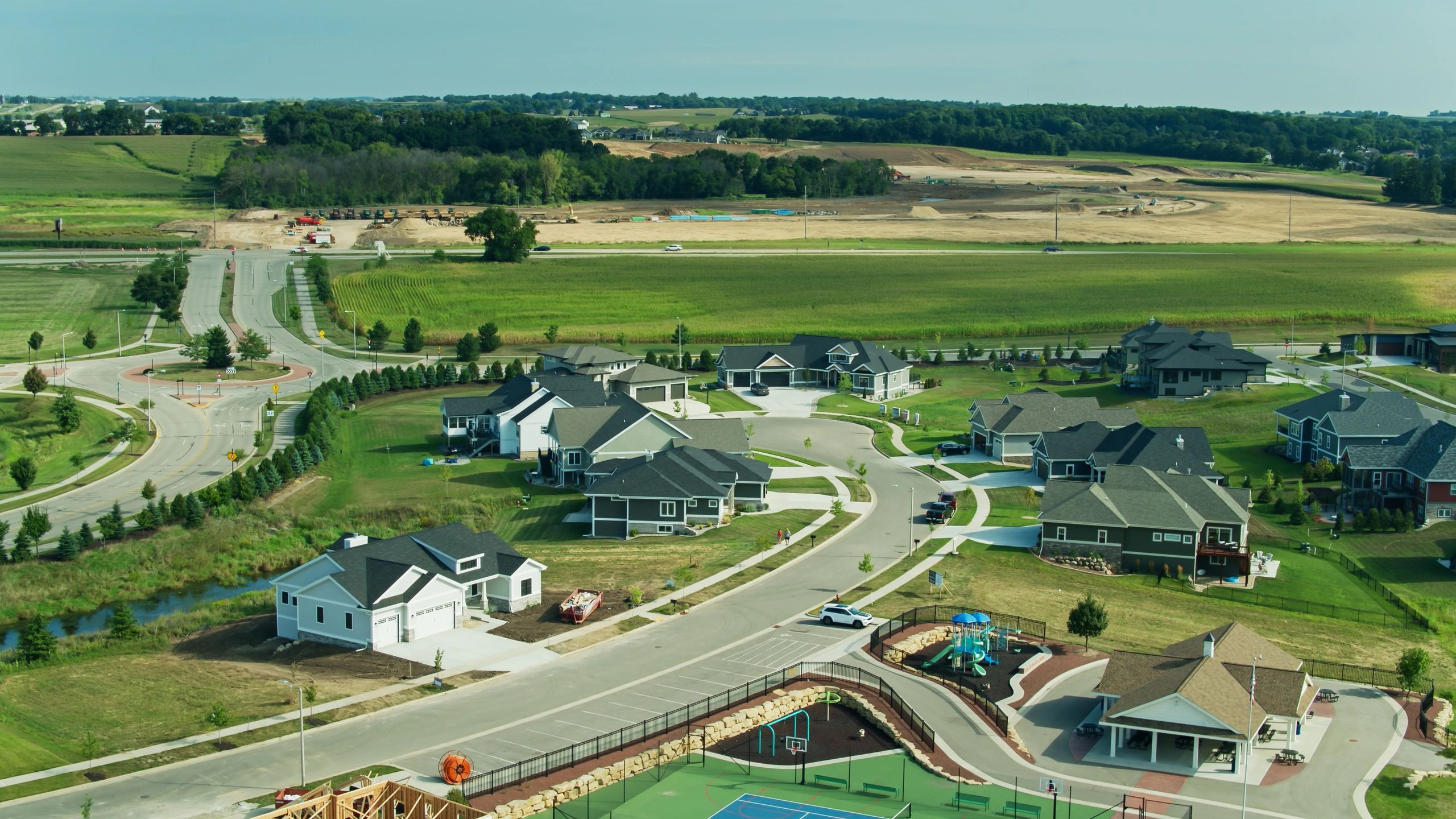 Aerial view of a residential neighborhood