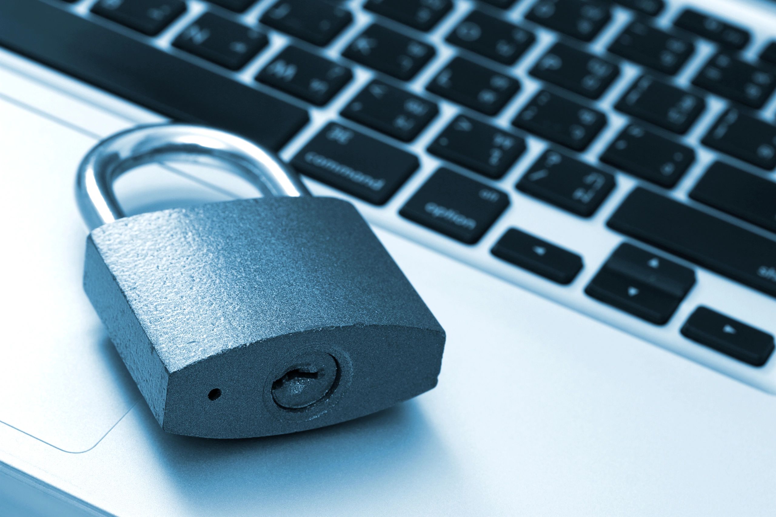 Laptop with a padlock representing secure online access